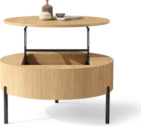 Mazzoni FRIDA Stejar Natural – MĂSUȚĂ DE CAFEA MODERNĂ CU BLAT RABATABIL ȘI SPAȚIU DE DEPOZITARE