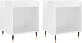 vidaXL Noptiere, 2 buc., alb extralucios, 40x35x50 cm, lemn compozit