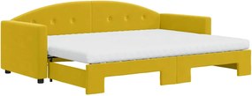 vidaXL Pat de zi cu extensie și saltea, galben, 80x200 cm, catifea