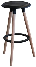 Scaun bar Fun negru, picioare lemn