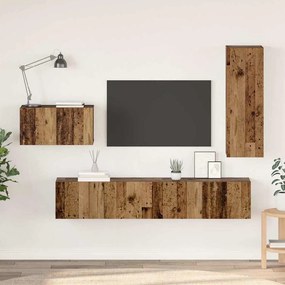 vidaXL Set comodă TV 4 pcs Lemn vechi 30.5 x 30 x 90 cm Lemn compozit