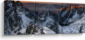 Tablou - Răsărit de soare în munți (cu ceas) (90x30 cm)