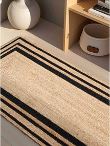 Covor tip traversă negru/în culoare naturală reversibil/țesut manual din iută 70x200 cm Jutta – Hanse Home