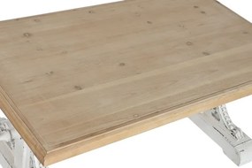 Măsuță de cafea shabby chic din lemn, finisaj alb antichizat și blat natural, 110 x 65 x 46 cm, „Élise"