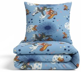 Set pilota si perna din bumbac ranforce cu Tom&amp;Jerry Blue pentru pat 2-8 / 2-12 ani - ASC6427968007423