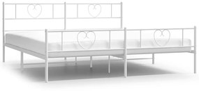355534 vidaXL Cadru de pat metalic cu tăblie de cap/picioare, alb, 180x200 cm