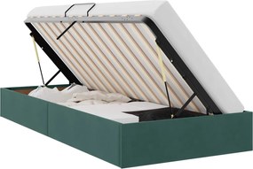 vidaXL Pat cu storage cu headboard Verde închis 90 x 190 cm Catifea