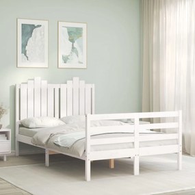 3194177 vidaXL Cadru de pat cu tăblie, alb, 120x200 cm, lemn masiv