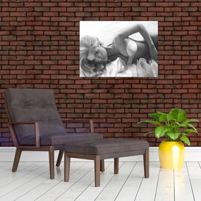 Tablou pe sticlă - Boudoir alb-negru (70x50 cm)