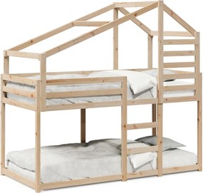 vidaXL Pat supraetajat fără saltea, 90x190 cm, lemn masiv de pin