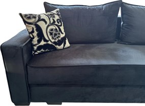Canapea LARISA extensibila, 3 locuri, lada de depozitare, stofa gri inchis, 220x95x85 Negru, Catifea