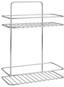 Raft pentru baie argintiu lucios de agățat/autoadeziv din oțel Luxy – Metaltex