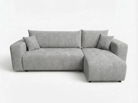 Canapea de colț extensibila SORELA CORD, gri deschis, reversibila + 2 perne gratuite