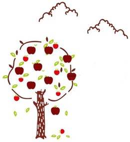 Sticker rosu / maro din vinil / PVC, cu note adezive, 125 x 120 cm, Apples Mauro Ferreti