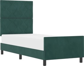 vidaXL Pat cu arcuri cu headboard Verde închis 80 x 200 cm Catifea