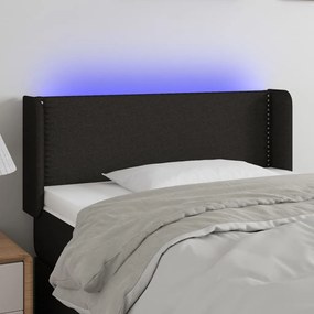3123088 vidaXL Tăblie de pat cu LED, negru, 103x16x78/88 cm, textil