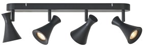 Spot modern de plafon negru cu 4 lumini rotative și înclinabile - Triangle