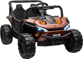 AIYAPLAY Mașină electrică pentru copii UTV buggy electric pentru copii cu telecomandă 2.4Ghz 2 motoare 103L x 69l x 59H cm maro | Aosom Romania