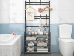 Cuier cu suport pentru pantofi CLOTHORY 80x152 cm, negru