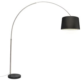 Lampă cu arc din oțel cu abajur din stofă neagră 45 cm - XXL