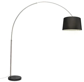 Lampă cu arc din oțel cu abajur din stofă neagră 45 cm - XXL