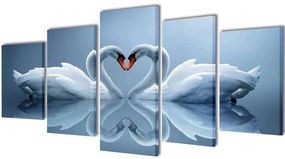 Set tablouri din pânză cu imprimeu lebădă, 200 x 100 cm