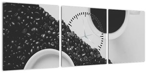 Tablou cu cafea (cu ceas) (90x30 cm)