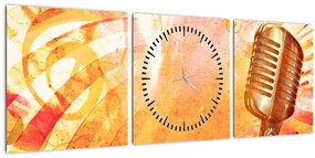 Tablou - Microfon retro (cu ceas) (90x30 cm)