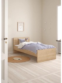 Pat în culoare naturală cu aspect de lemn de stejar 90x190 cm Naia – Tvilum