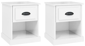 vidaXL Noptiere, 2 buc, alb extralucios, 39x39x47,5 cm, lemn prelucrat