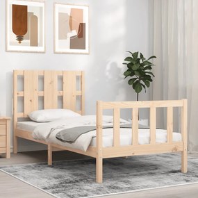 3192191 vidaXL Cadru de pat cu tăblie single mic, lemn masiv