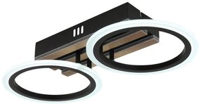 Plafoniera LED CCT BLEVINS riflaj MDF cu efect de lemn