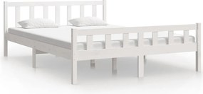 vidaXL Cadru de pat King Size, alb, 150x200 cm, lemn masiv