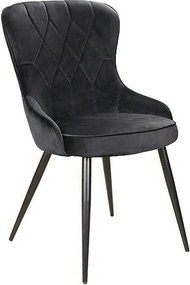 Scaun Lotus, negru, stofa catifelata/metal, 52x45x91 cm