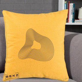 Perna Decorativa Abstract Linii Organice, 40x40 cm, Galben, Husa Detasabila, Perna Inclusa, BEKZ®