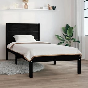 3104122 vidaXL Cadru de pat single, negru, 90x190 cm, lemn masiv