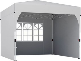 Outsunny Pavilion de grădină 3 x 3 m pop-up, pavilion pliant reglabil pe înălțime, protecție UV50+, 3 pereți laterali, crem | Aosom Romania