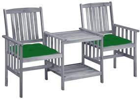 vidaXL Scaune de grădină cu masă de ceai și perne, lemn masiv acacia