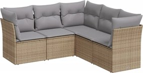 vidaXL Set canapele de grădină cu perne, 5 piese, bej, poliratan