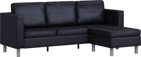 vidaXL Canapea modulară cu 3 locuri, piele artificială, negru