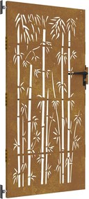 vidaXL Poartă de grădină 85x175 cm, oțel corten, design bambus