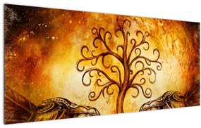 Tablou natural abstract cu copac (120x50 cm)