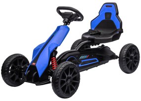 Kart cu pedale pentru copii cu vârsta de 3-8 ani cu scaun reglabil în 4 poziții și roți EVA, 100x58x58,5cm, albastru-negru HOMCOM | Aosom Romania