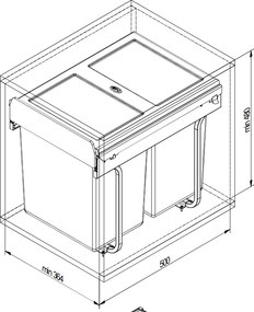 Cos gunoi incorporabil GTV Practi Eco, colectare selectiva, pentru corp de 400 mm, gri antracit, 2 x 10 l + 1 x 20 l Gri antracit, Plastic, L:364 mm;