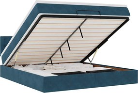 vidaXL Cadru de pat otoman cu saltea Albastru închis 160x200cm catifea