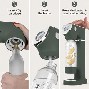 Aparat preparare bauturi carbogazoase Green Matt Berlinger Haus BH 9785N, verde mat, include 2 sticle reutilizabile