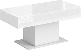 HOMCOM Măsuță de Cafea Extensibilă cu Compartiment, Măsuță de Sufragerie Modernă cu Picioare Antiderapante, Măsuță de Living pentru Acasă Birou, 108-178,5x53x49 cm, Alb Lucios | Aosom Romania