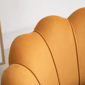 HOMCOM Fotoliu Vintage din Catifea Galbenă, Design Elegant pentru Living sau Birou, Confort Superior | Aosom Romania