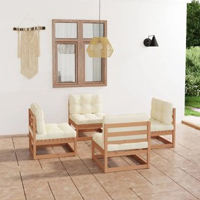 3076312 vidaXL Set mobilier de grădină cu perne, 4 piese, lemn masiv de pin