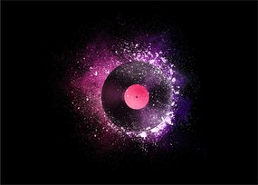 Tablou pe sticlă - Disc de vinil roz-violet (70x50 cm)